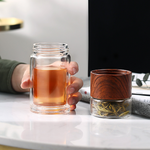 Botella doble vidrio para té